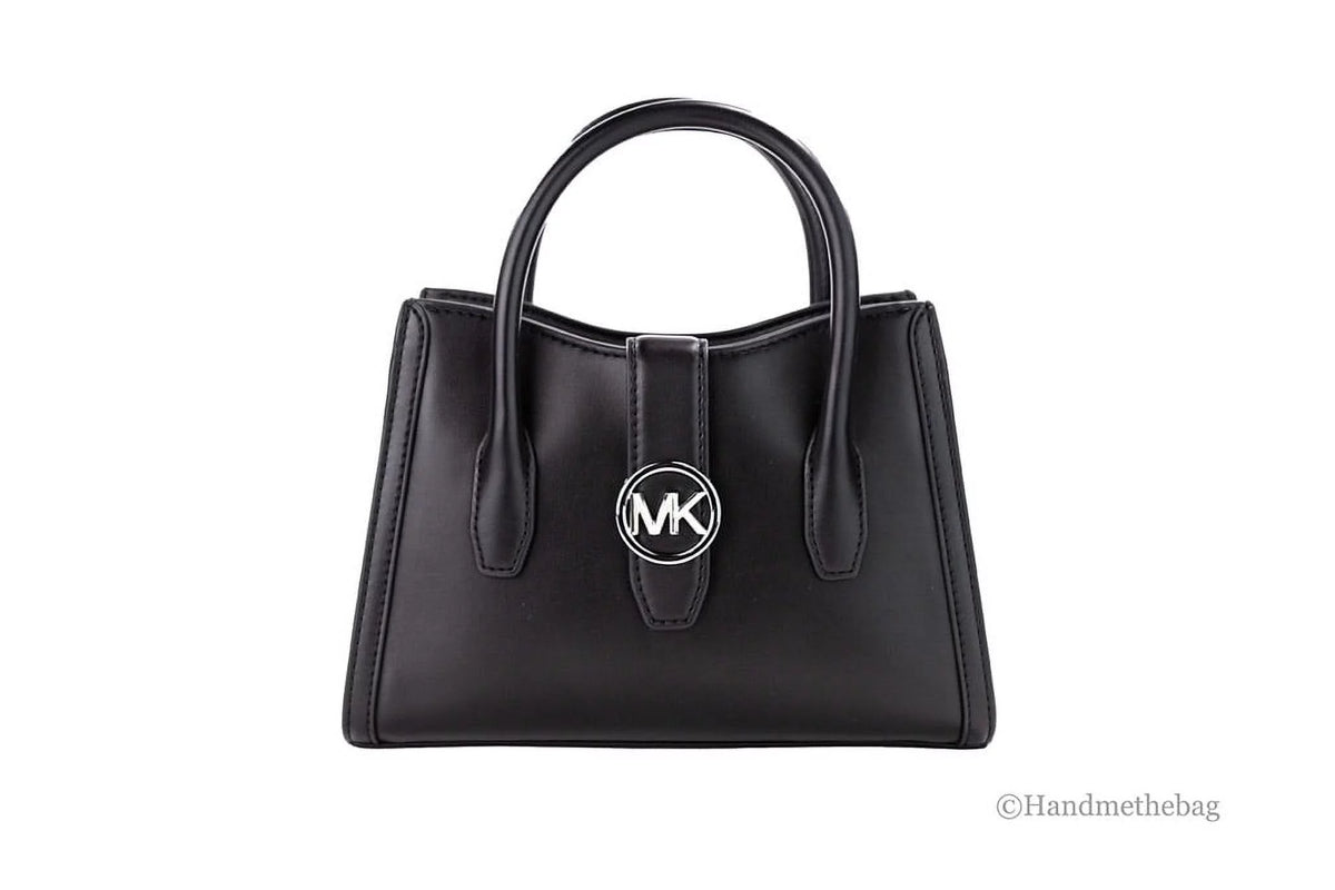 Black Leather Satchel Crossbody Bag G3843