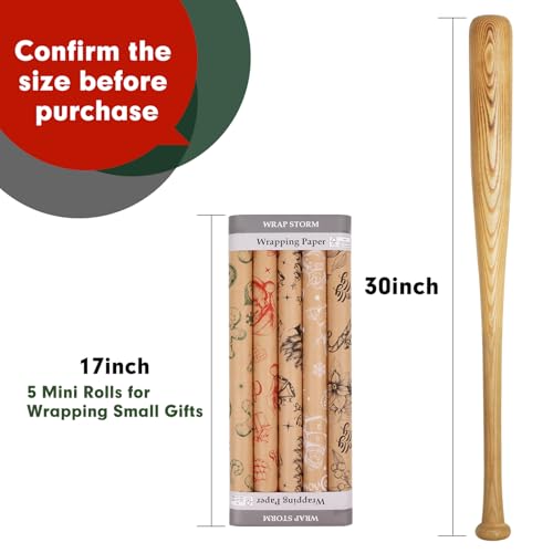 5 Rolls 17" x 120" Vintage Kraft Christmas Wrapping Paper Set H102947