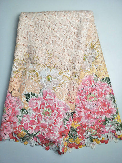 African Cord Lace Fabric Embroidery Mesh N285421