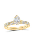 Marquise Diamond Halo Bridal Wedding Ring Band Set 1/2 Cttw L9013