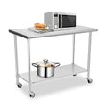 Stainless Steel Prep & Work Table with Caster and Adjustable Undershelf N101893