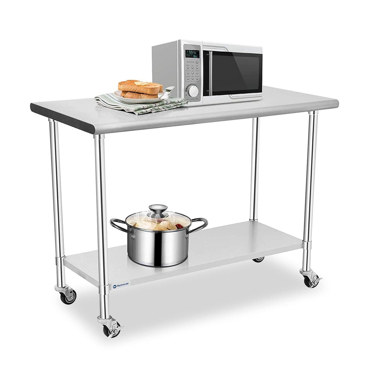 Stainless Steel Prep & Work Table with Caster and Adjustable Undershelf N101893