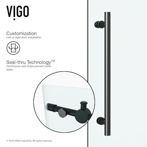 Matte Black Frameless Sliding Rectangle Tub Door with Clear Tempered Glass and Stainless Steel Hardware L88375