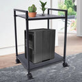 2Tier Computer Tower Stand with Lockable Wheels Black X729596