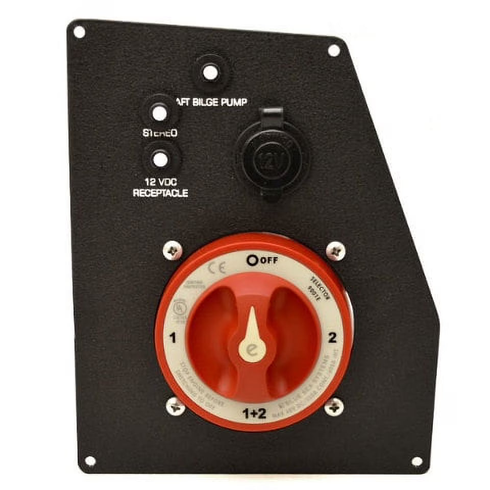 Black Aluminum Boat Battery Switch Panel T33353