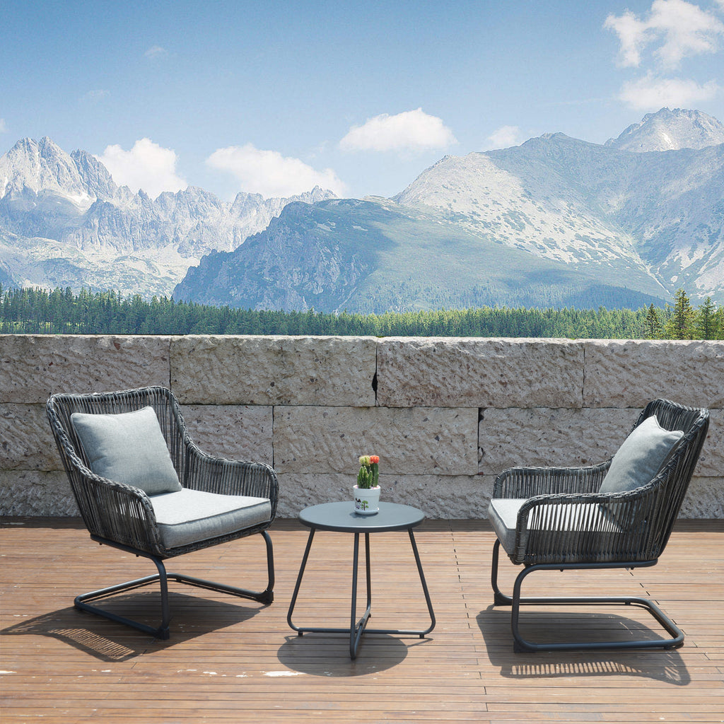 3 Pcs Outdoor Hand-Woven Wicker Spring Sofa Chair Patio Conversation Set N85308