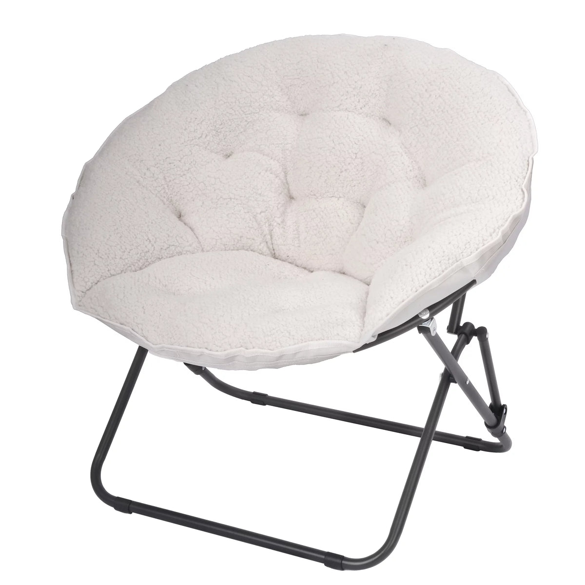 White Faux Shearling Saucer Chair O307