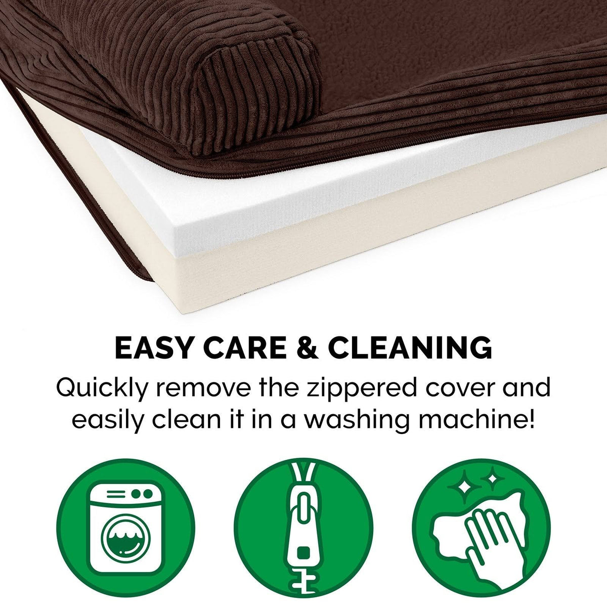 Memory Foam Corduroy Chaise Lounge Pet Bed Z450