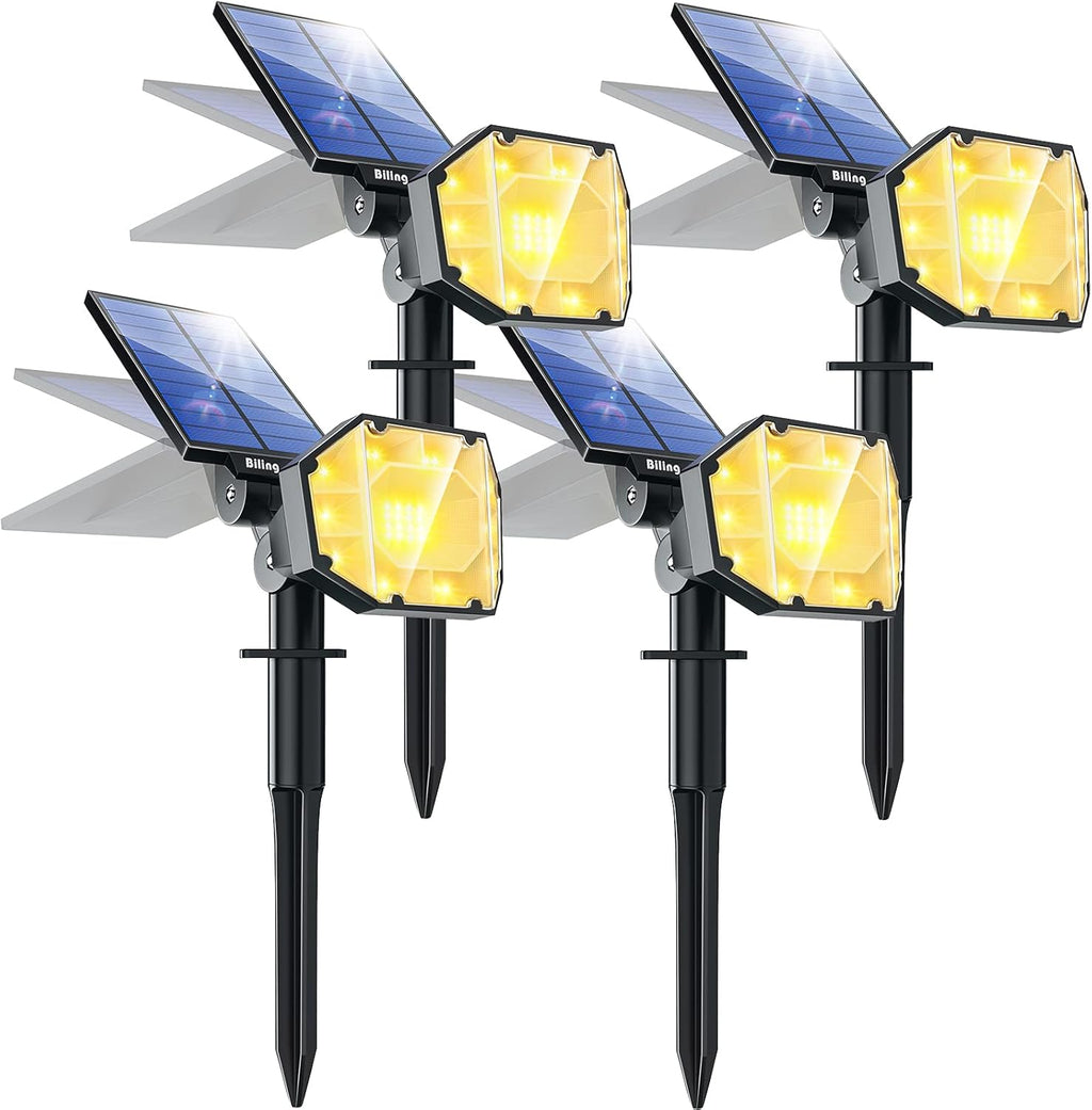 30 LED Solar Landscape Spotlights 2-in-1 Adjustable IP67 Waterproof 4 Pack Warm White Y586131