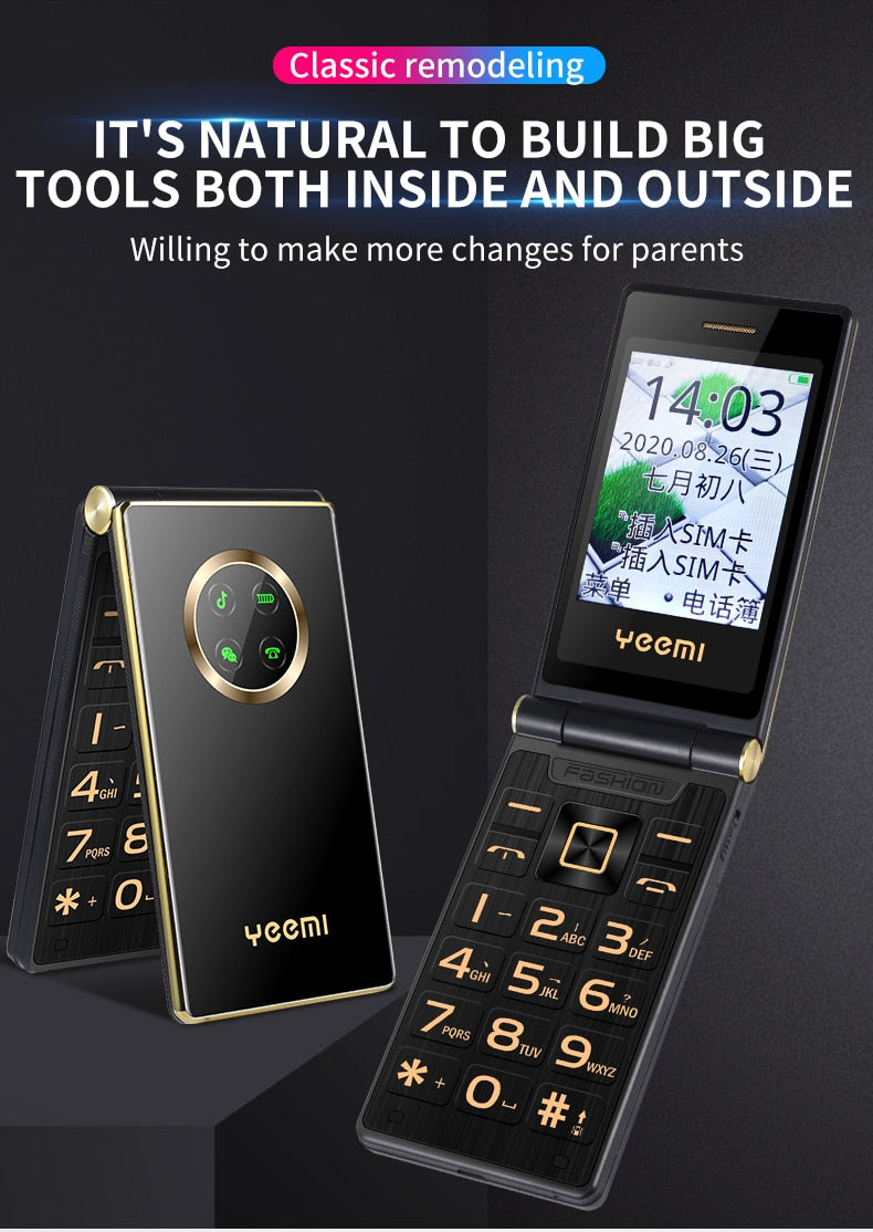 Black GSM Flip Cellphone with SOS Call, Speed Dial, Flashlight, Large Key V38286