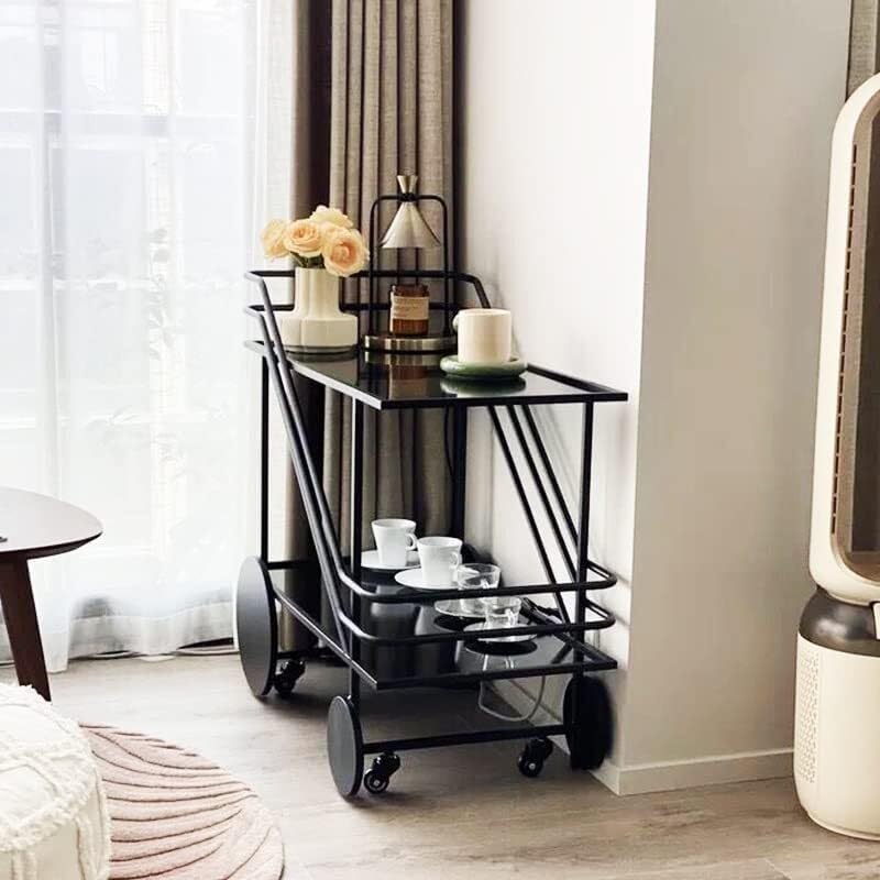 Iron Dining Cart with Glass Shelf O8634
