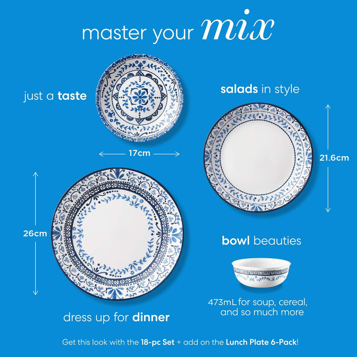 6-Piece Dinner Plates Set, Triple Layer Glass Round Plates S884