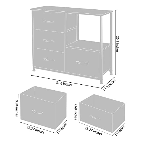 4 Drawer Fabric Storage Tower with Shelves, Dark Grey G480170