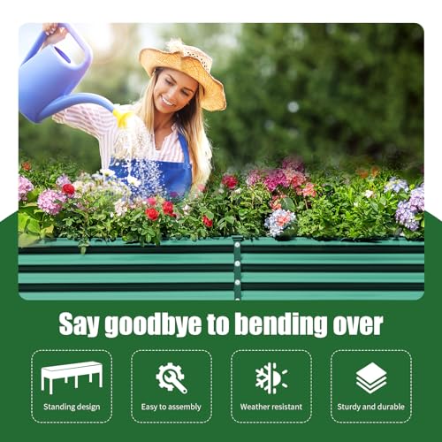 Galvanized Raised Garden Bed with Legs, 48×24×32in Metal Elevated Planter Box with Drainage Holes I682836