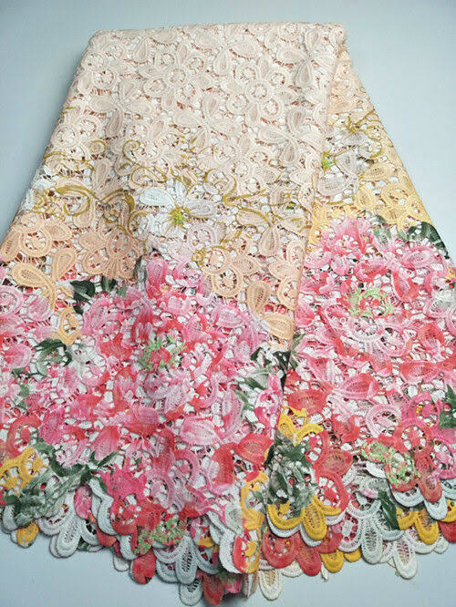 African Cord Lace Fabric Embroidery Mesh N285421