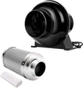 4 Inch 195 CFM Inline Duct Ventilation Fan and Air Carbon Filter Combo D6972