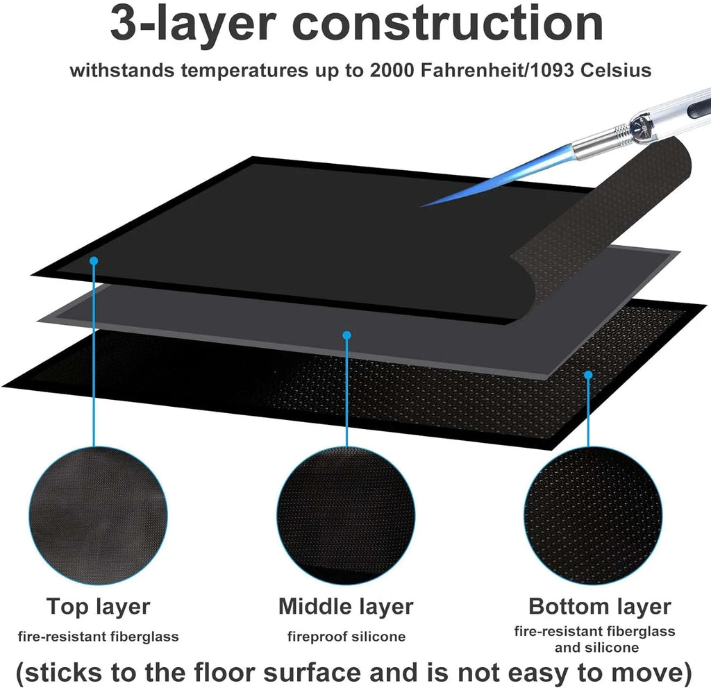 Black 42x24 Inch Fireplace Mat Hearth Pad Y998208