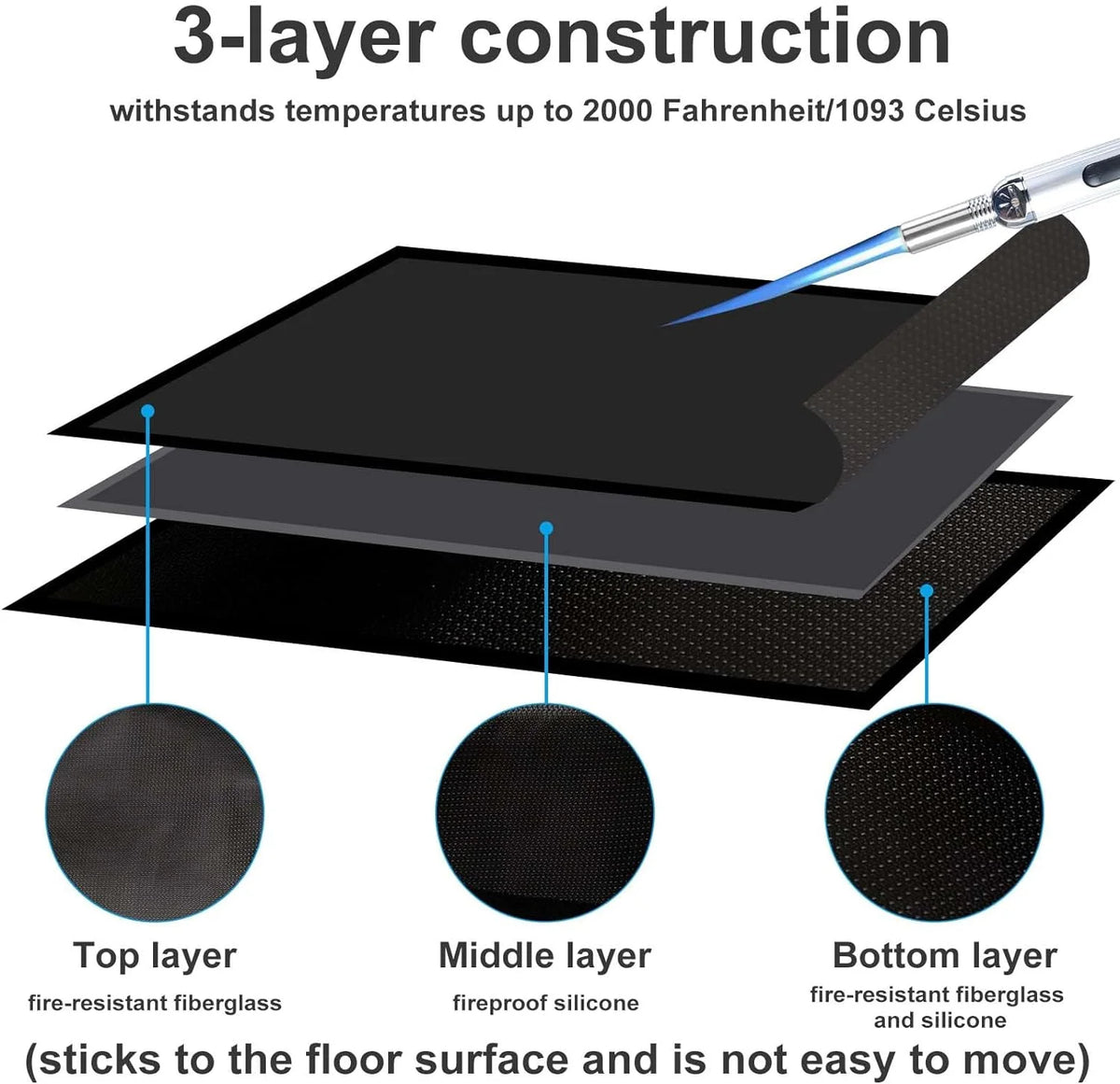 Black 42x24 Inch Fireplace Mat Hearth Pad Y998208