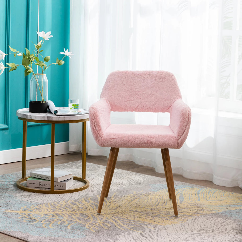 Faux Fur Dining Chairs with Steel Leg T494