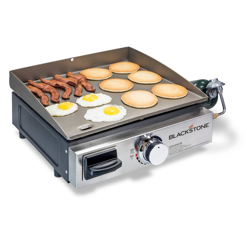 17 in. Table Top 1-Burner Portable Gas Griddle in Stainless Steel and Black K2166