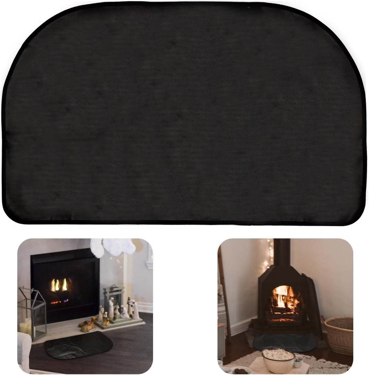 Black 42x24 Inch Fireplace Mat Hearth Pad Y998208