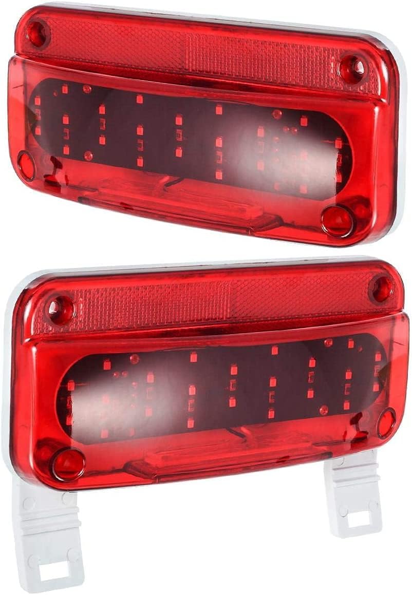12V LED RV Camper Trailer Tail Light Kit, 5X Amber Double Bullseye LED Side Marker Clearance Lights, Red LED Stop Turn Brake Tail Lights, White Base Pack of 2 A44468