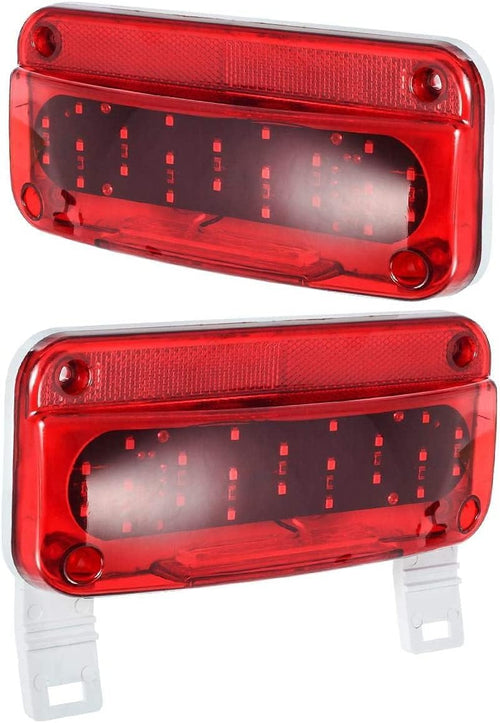 12V LED RV Camper Trailer Tail Light Kit, 5X Amber Double Bullseye LED Side Marker Clearance Lights, Red LED Stop Turn Brake Tail Lights, White Base Pack of 2 A44468