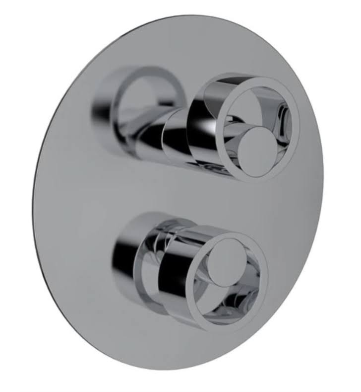 Satin Gold and Satin Nickel Pressure Balance Trim with Diverter with Circular Handle N35293