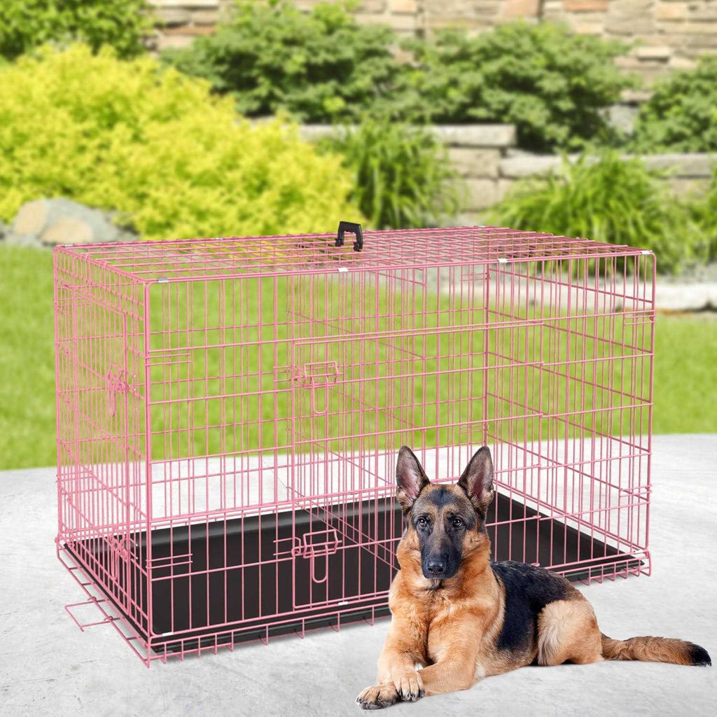 42 inch Foldable Metal Dog Crate with 2 Doors R701470