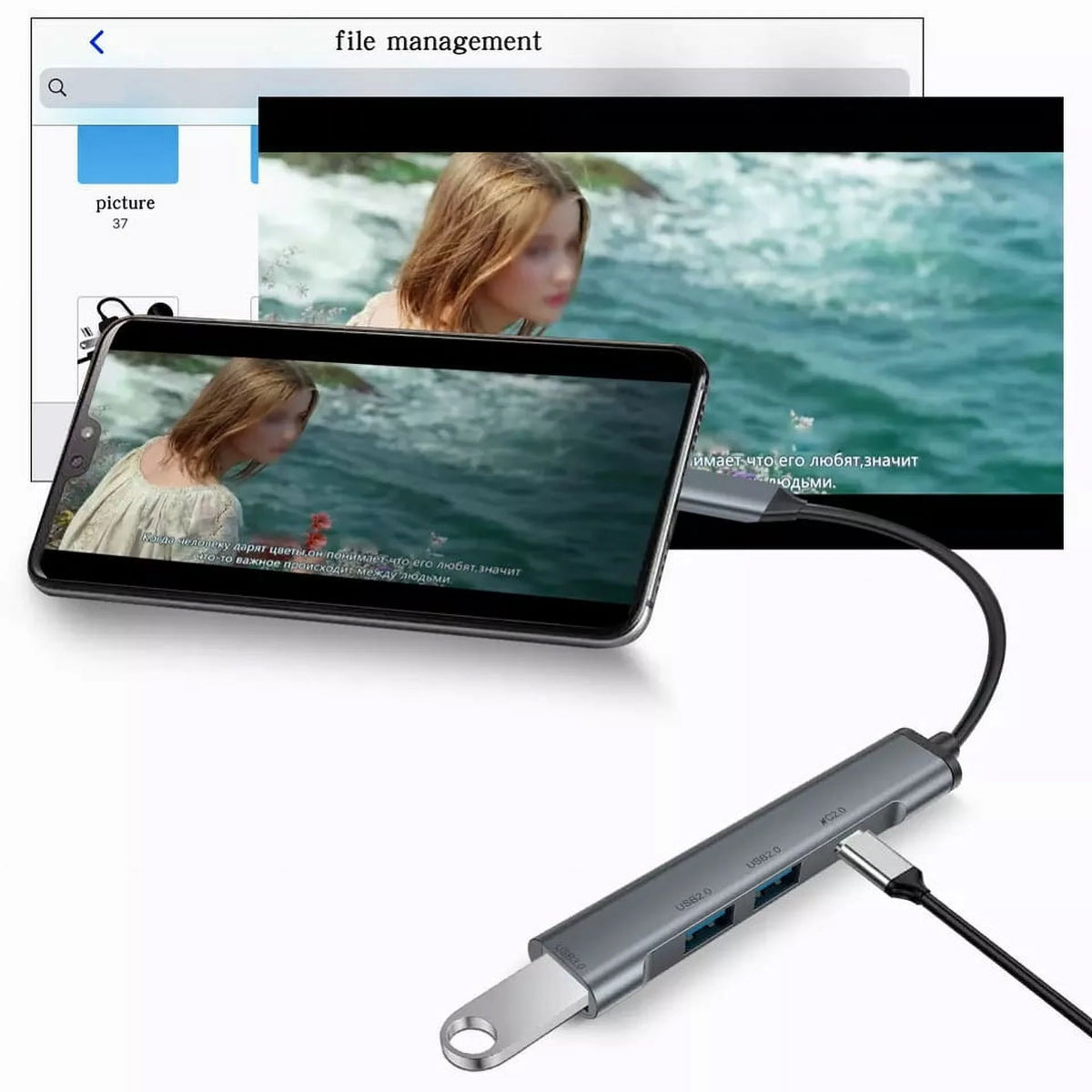 USB-C Adapter 4-in-1 Hub PD Charger USB Splitter M339835