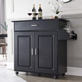 Black Wood Top Kitchen Cart with Storage and Drawers S922380