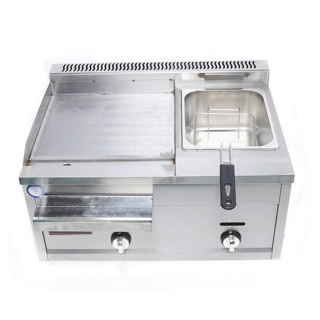 Commercial Gas Griddle Flat Top Grill Deep Fryer Combo L827