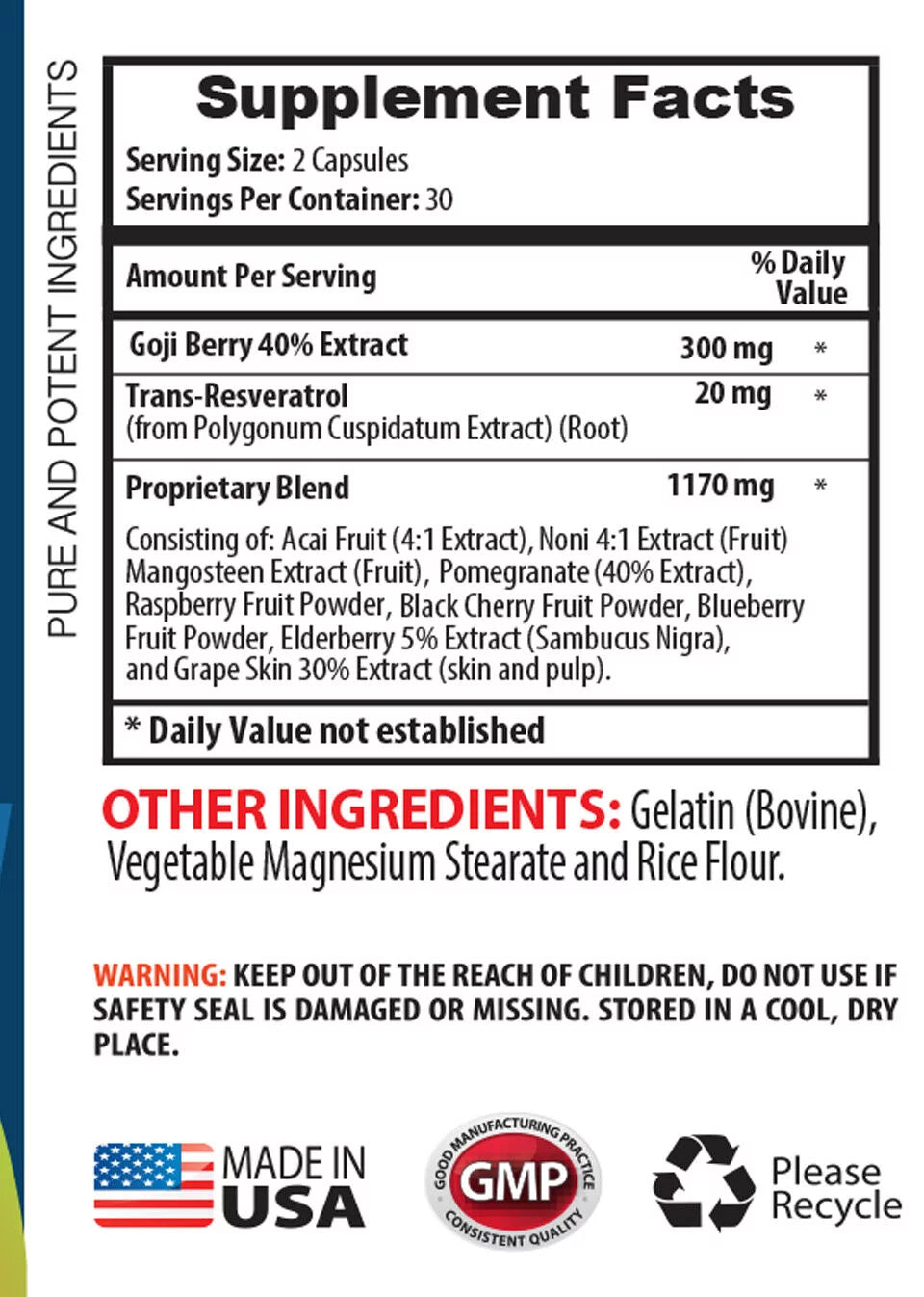 Goji Berry Extract 300mg Eye Health Vitamins V46505