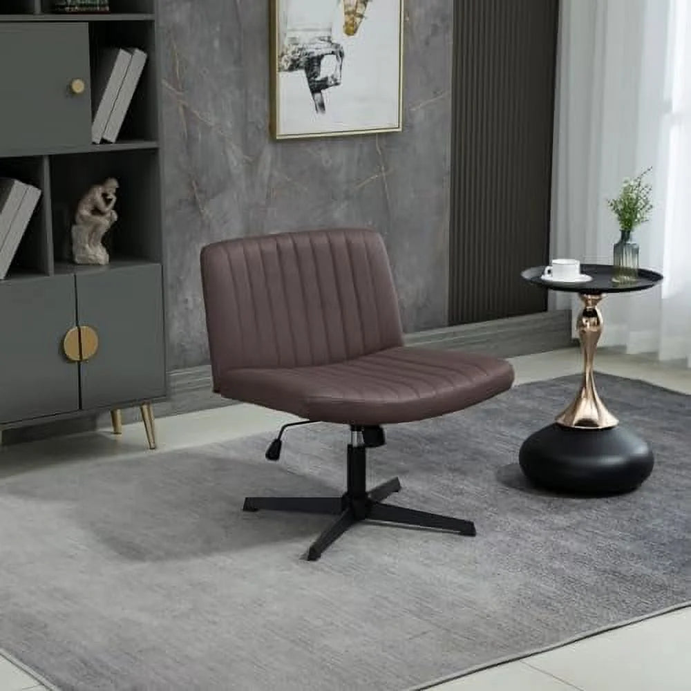 Armless Cross-Legged PU Leather Adjustable Swivel Chair V965206