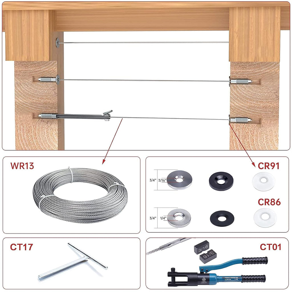 20 Pack 3/16 Invisible Cable Railing Kit T316 Stainless Steel I7725