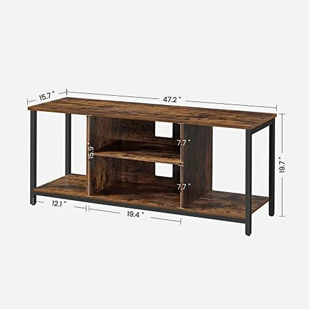 Rustic Brown and Black TV Stand up to 55 Inches with Shelving K47715