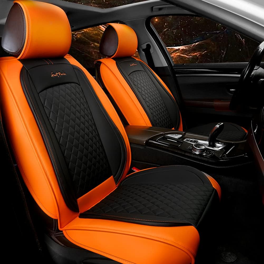 Gray and Black Faux Leather Car Seat Covers (1 Pair) C897