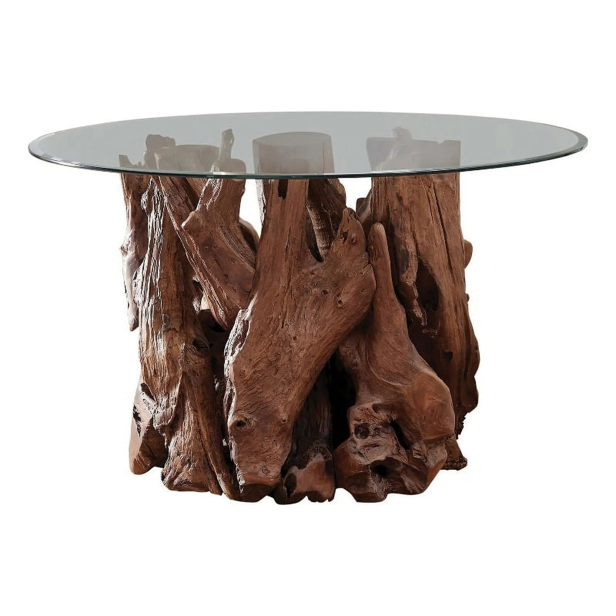 Round Wood & Glass Dining Table S640