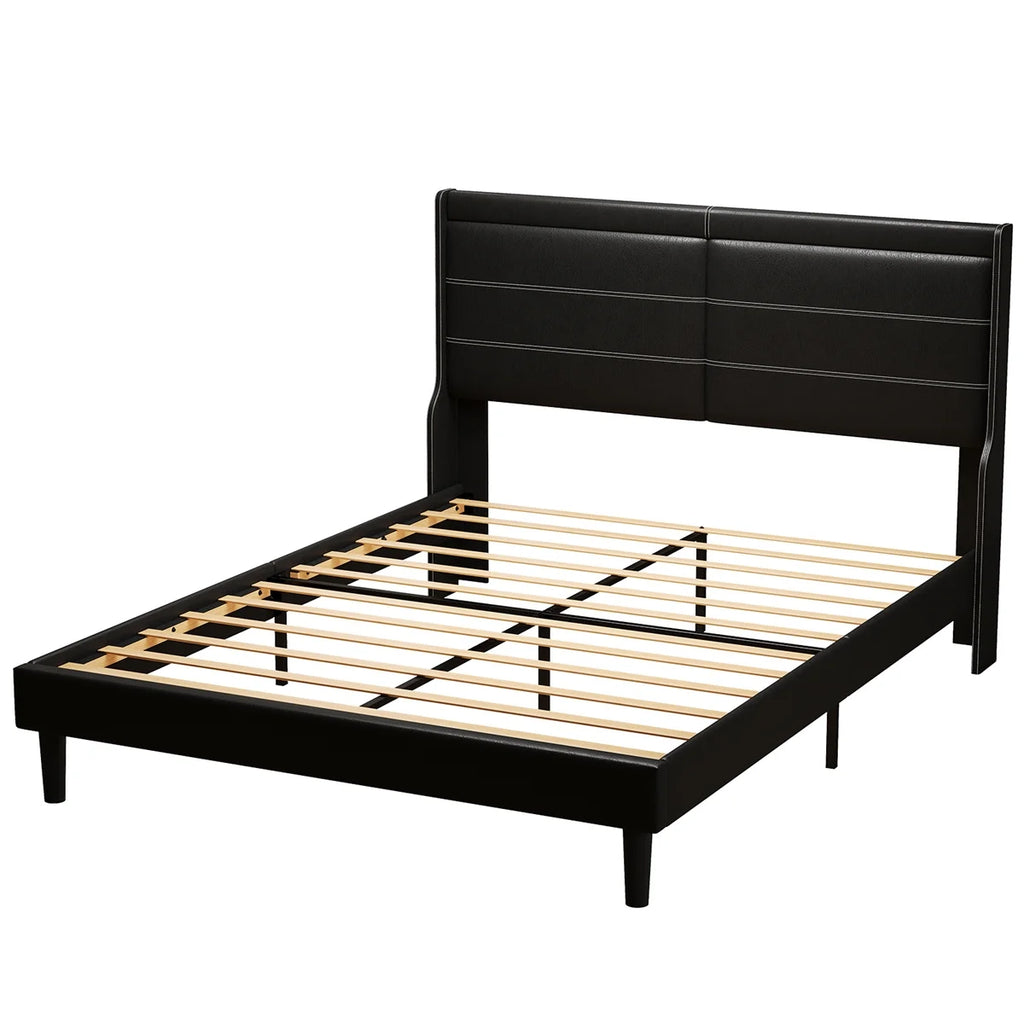 Queen Size Upholstered Bed with Lights Y7978