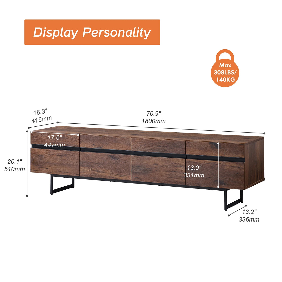 Brown TV Stand with Drawers M2838