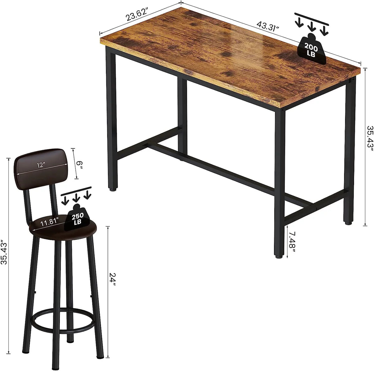 Faux Wooden 5-Piece Table Set with 4 Upholstered Chairs W70869