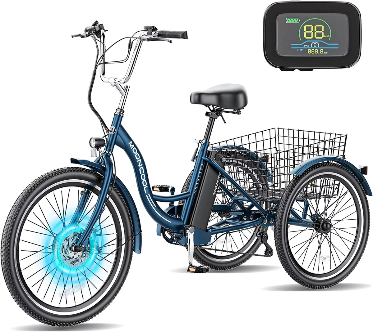 350W 36V 24 Inches 7 Speeds 3 Wheels Electric Tricycle P7654