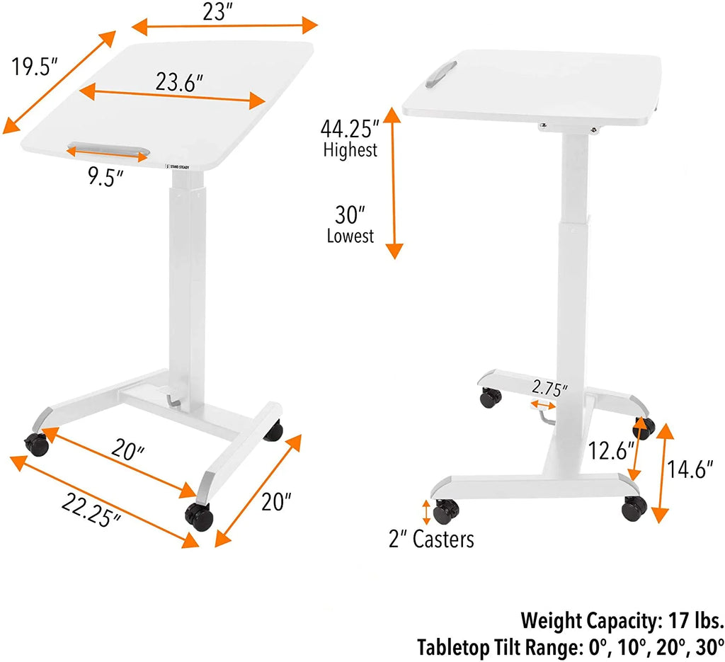 White Multifunctional Mobile Podium with Pneumatic Height Adjustments P369742