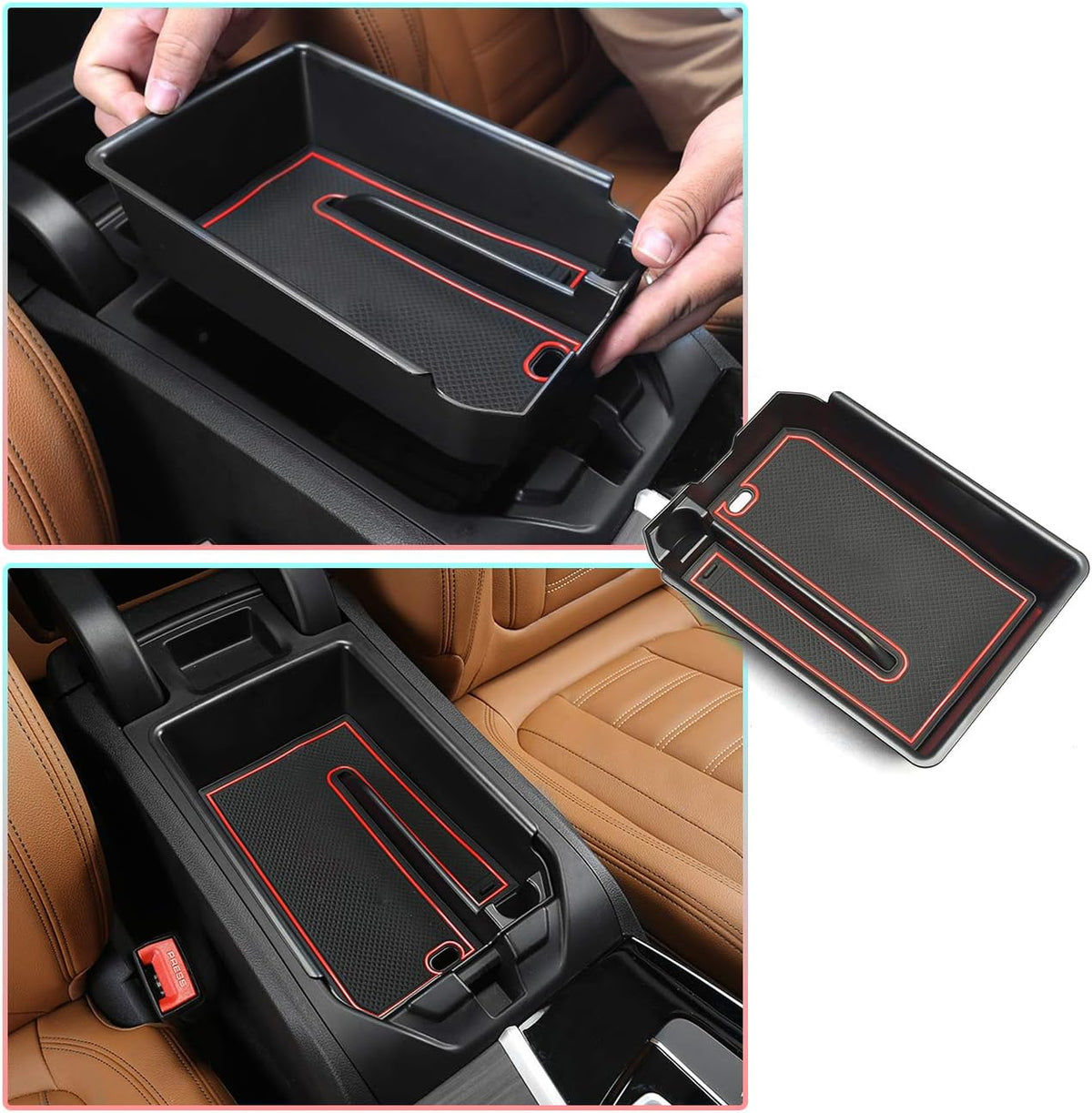 Center Console Organizer Tray Red Pack of 2 K326