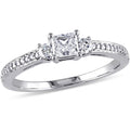 1/2 Carat T.W. Princess and Round-Cut Diamond 10kt White Gold Three-Stone Engagement Ring L530823