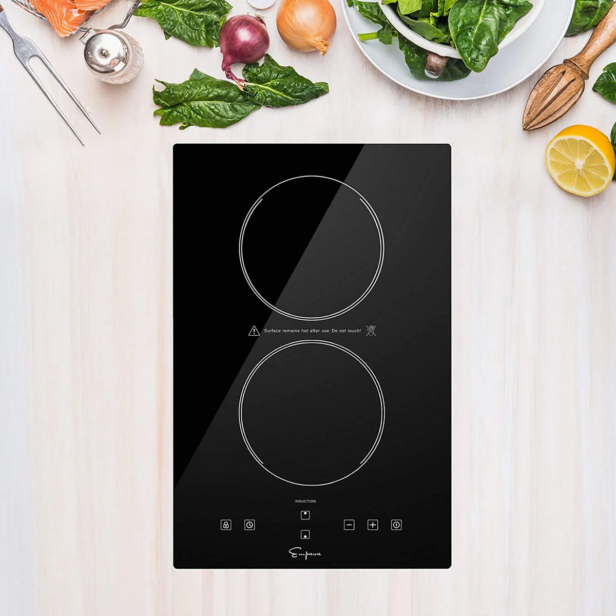 Electric Induction Cooktop with 2 Burners Black 12 Inch K9325