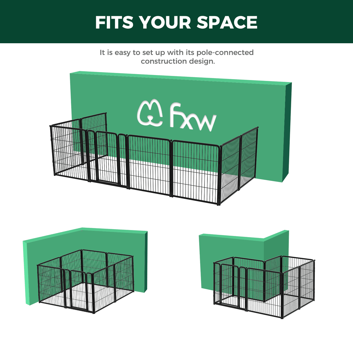 8 Panel 32" Height Dog Playpen with Silicone Foot Pads and Muffler Tubes W831571