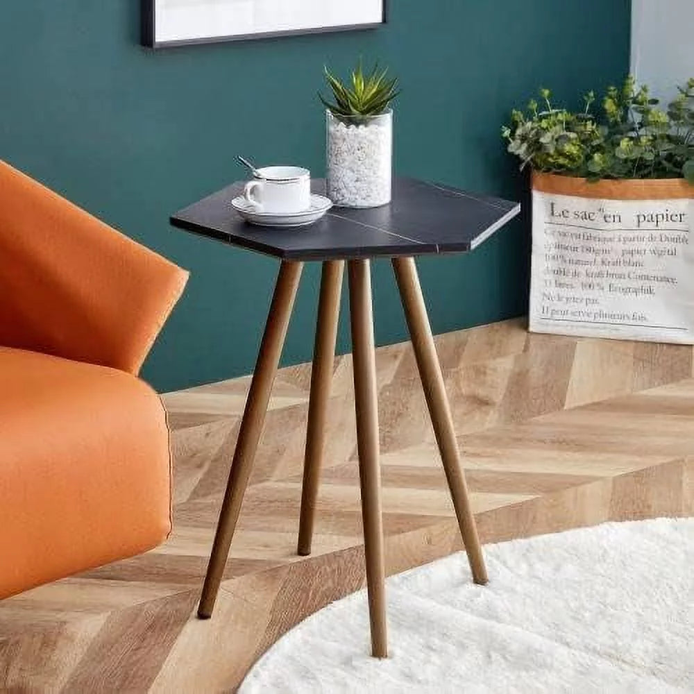 Faux Marble End & Side Table with Dark Metal Legs G21838