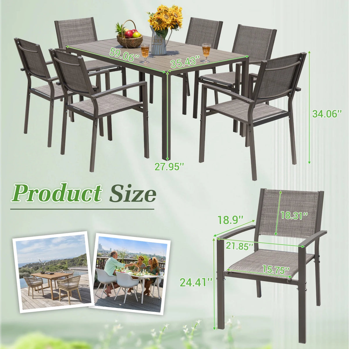 7 Pieces Patio Conversation Set Light Gray C155646