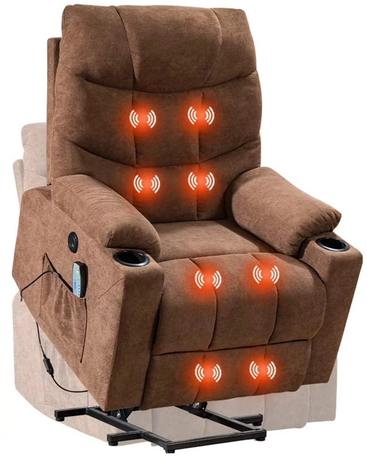 Brown Electric Lift Recliner with Cup Holders L325
